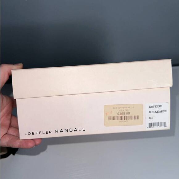 Loeffler Randall Metallic Ruffle Suede Lace Up Block Heels Black Size 8 - Picture 5 of 7